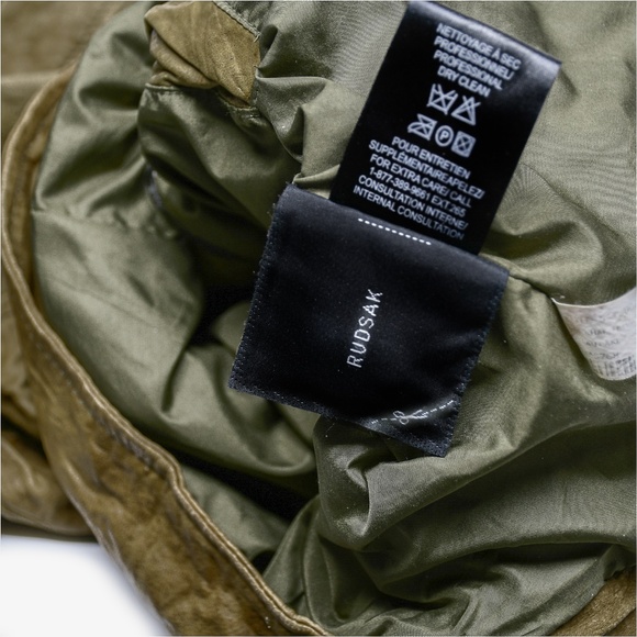 RUDSAK Khaki Crinkled Leather Cropped Moto Jacket Size M MSRP $550 - Picture 11 of 14